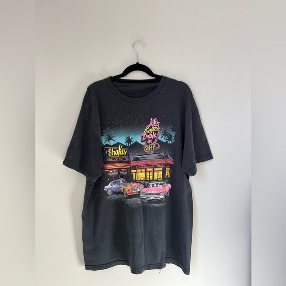 Brandy Melville Tops - Rare John Galt Al's Diner So Tee T-Shirt Graphic Tee Black Oversized Shortsleeve